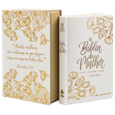 Bíblia da Mulher | NAA (Capa Branca, Tulipa Prata e Ouro)