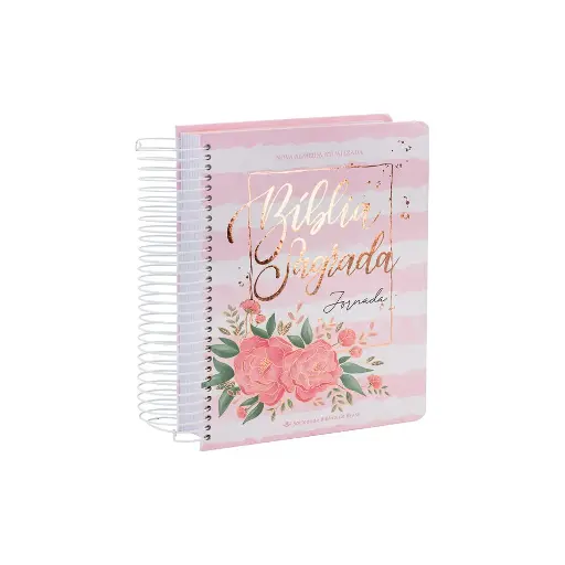 [NA083JR-AQUA-RS] BIBLIA JORNADA MARGEM CD AQUARELA ROSA