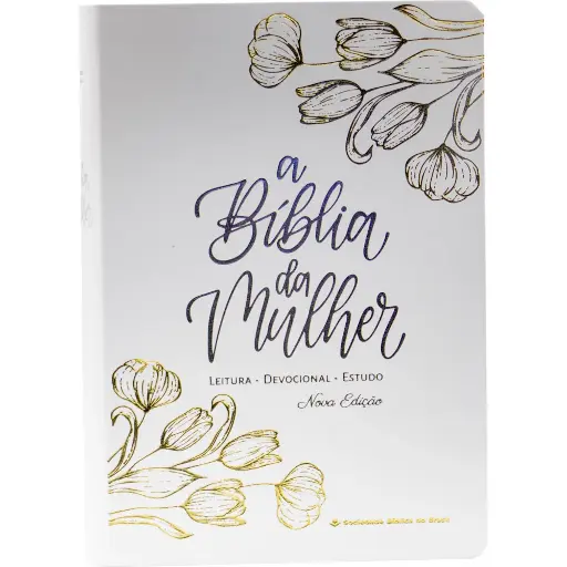 [NA085NBEM-BRPO] Bíblia da Mulher - capa branca, tulipa prata e ouro
