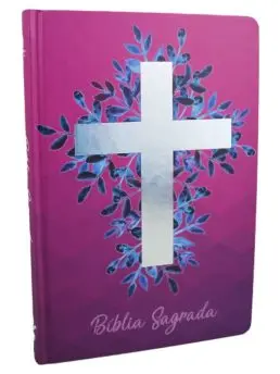 [NA63M-CRUZ-VN-PRATA] Bíblia Sagrada | NAA (Capa Dura Cruz Roxa)