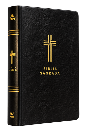 [PL300866] Biblia Sagrada | NVI (Letra Gigante, Cruz Dourada, Preta)